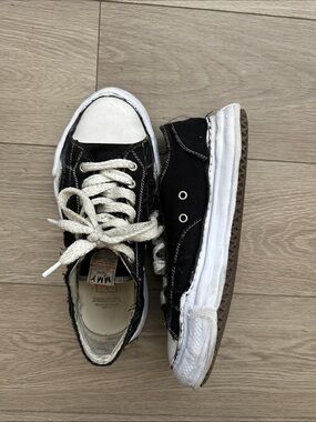 Miharayasuhiro Black and White Deconstructed Low-Top Sneakers